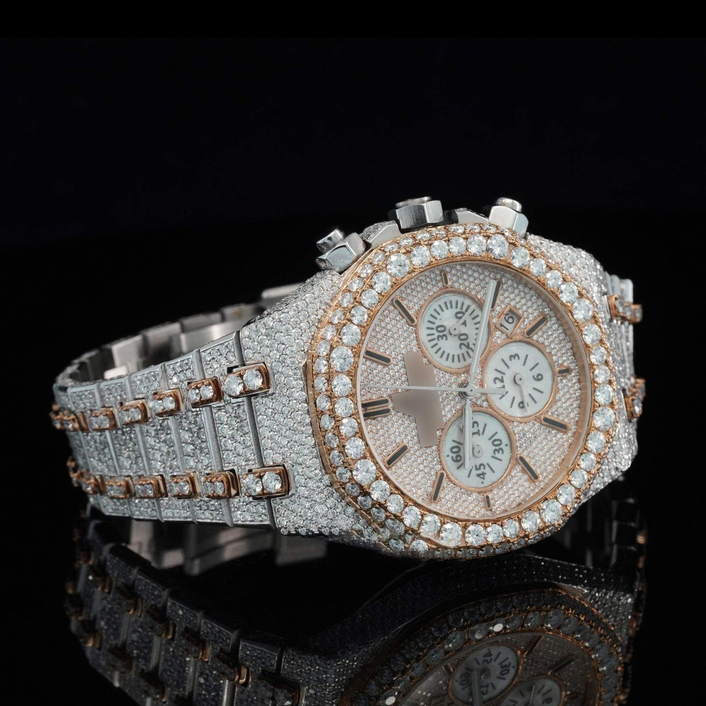 Luxury Iced-Out Bust Down Moissanite Diamond Automatic Watch โ High-End Bling Timepiece for Ultimate Style & Shine
