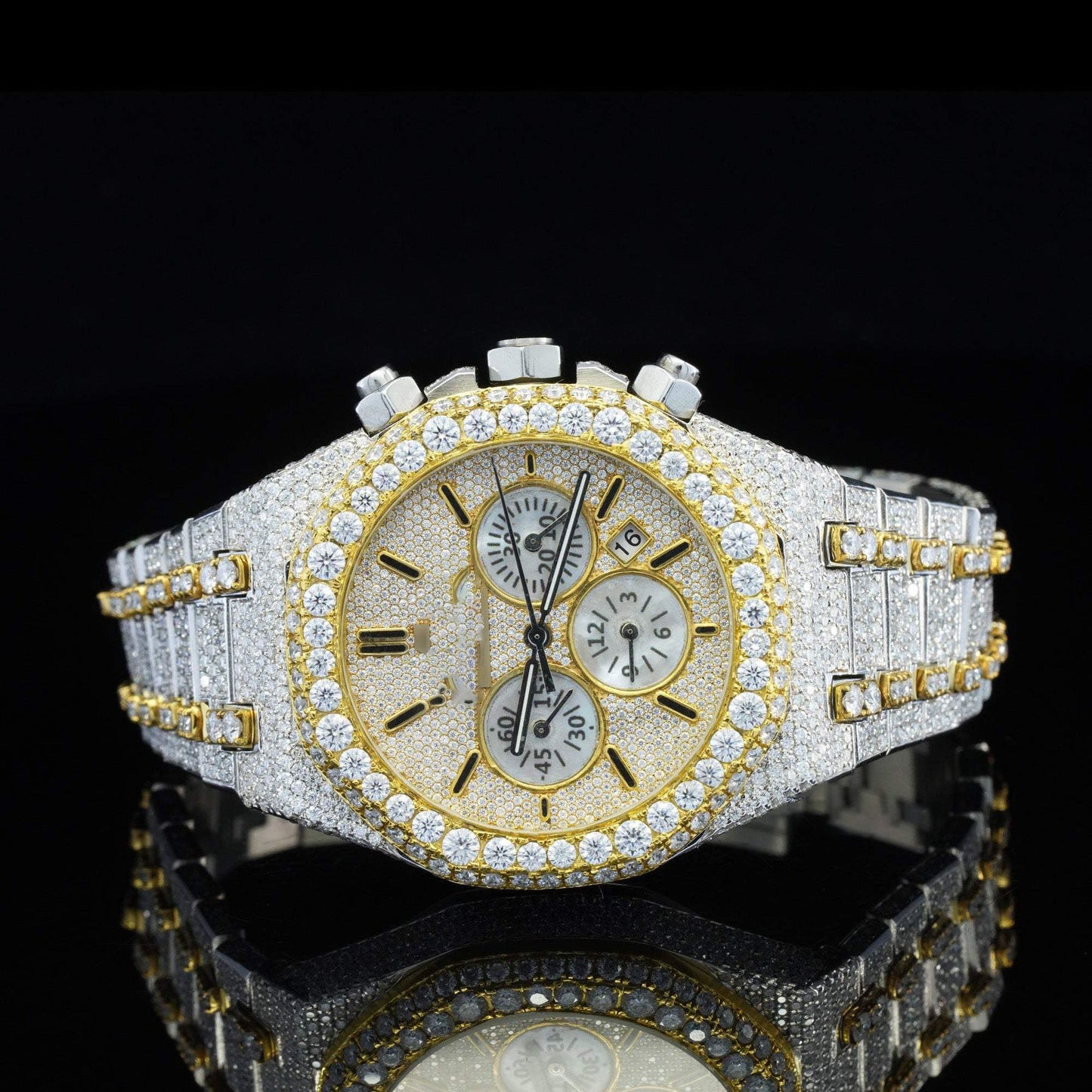 Luxury Iced-Out Bust Down Moissanite Diamond Automatic Watch โ High-End Bling Timepiece for Ultimate Style & Shine
