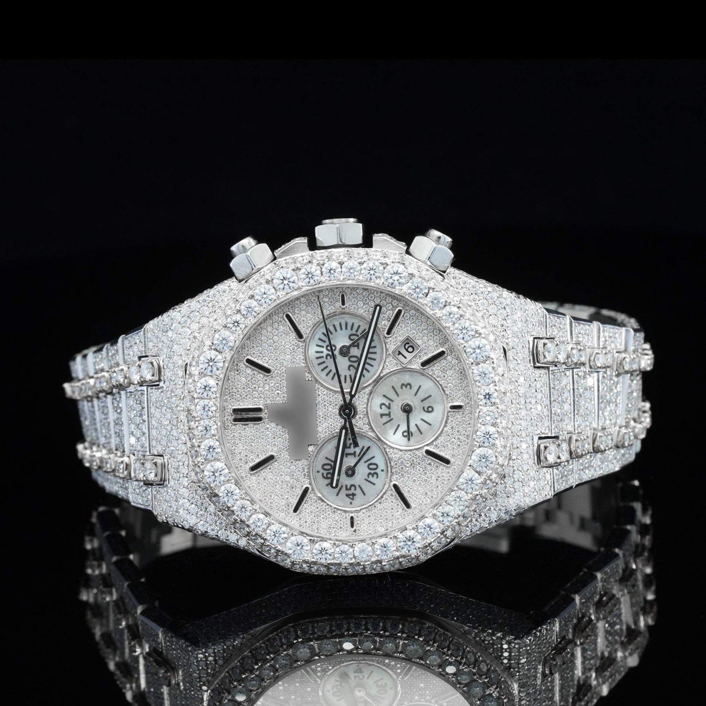 Luxury Iced-Out Bust Down Moissanite Diamond Automatic Watch โ High-End Bling Timepiece for Ultimate Style & Shine