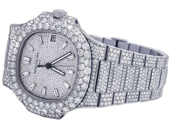 Luxury Iced Out Automatic Movement Watch, VVS Moissanite, Stainless Steel, Hip Hop Style โ Customized Watch for Men & Women