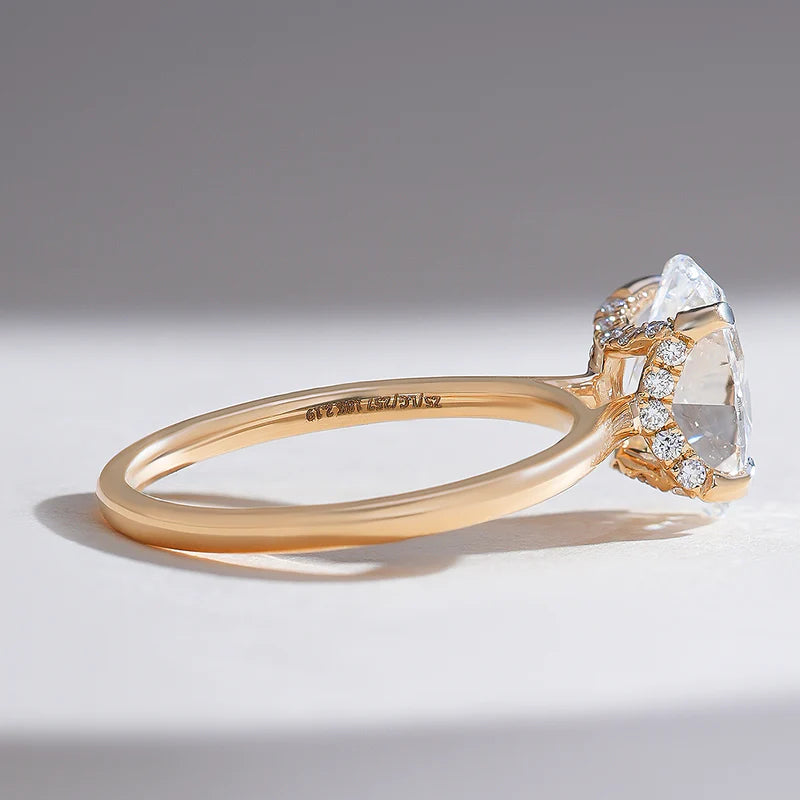 Elongated Oval Cut Moissanite Engagement Ring – Elegant Solitaire Promise Ring in 925 Sterling Silver