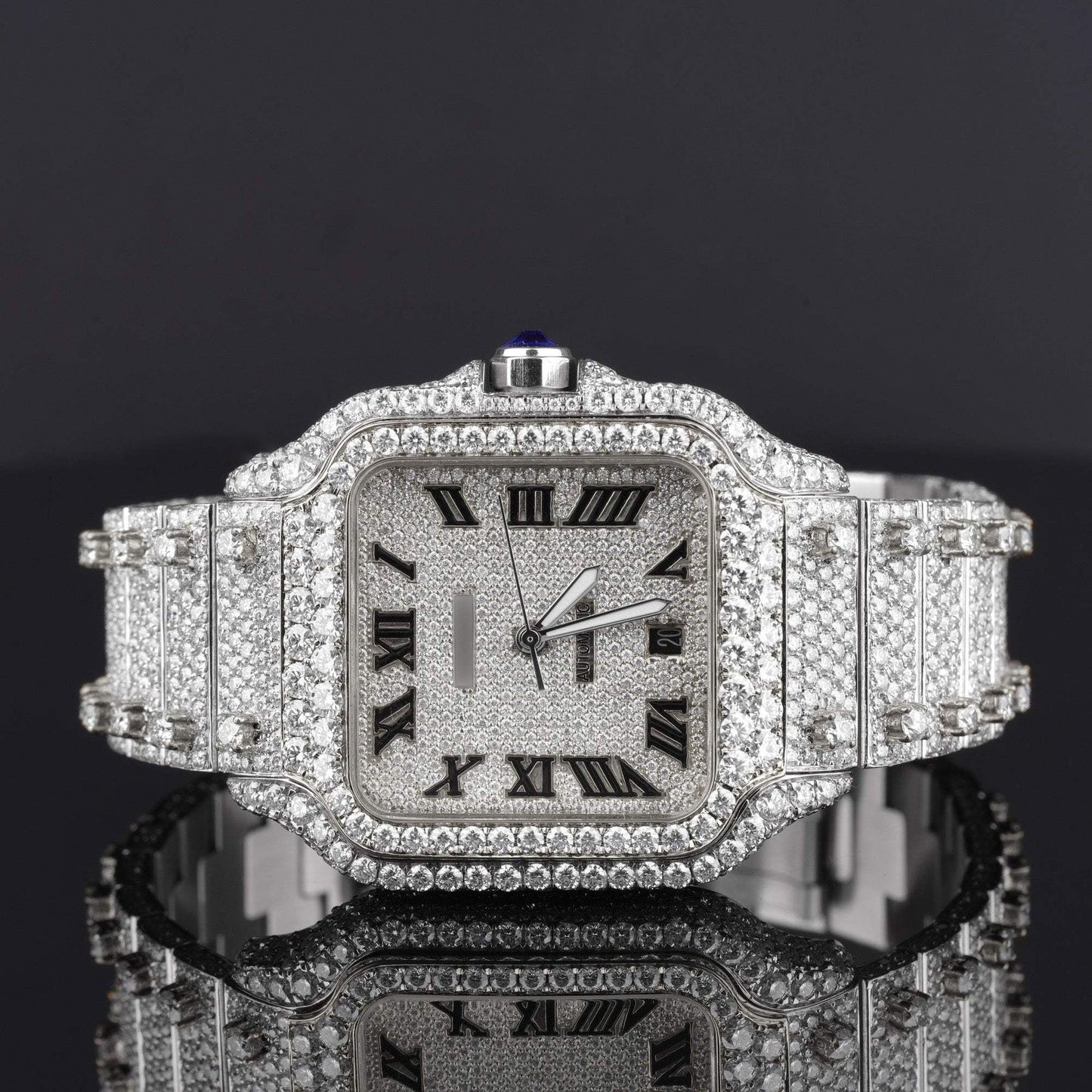 Iced-Out Roman Style Moissanite Watch – Automatic Luxury Timepiece with Classic Elegance & Ultimate Shine