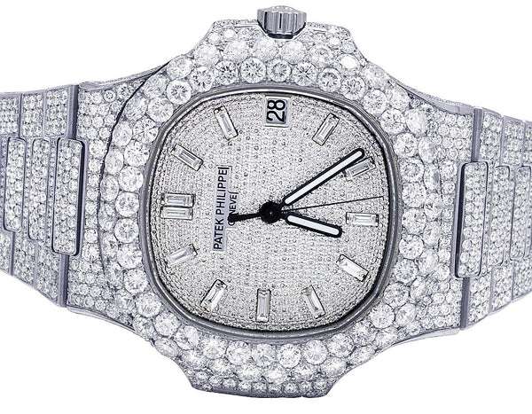 Luxury Iced Out Automatic Movement Watch, VVS Moissanite, Stainless Steel, Hip Hop Style โ Customized Watch for Men & Women
