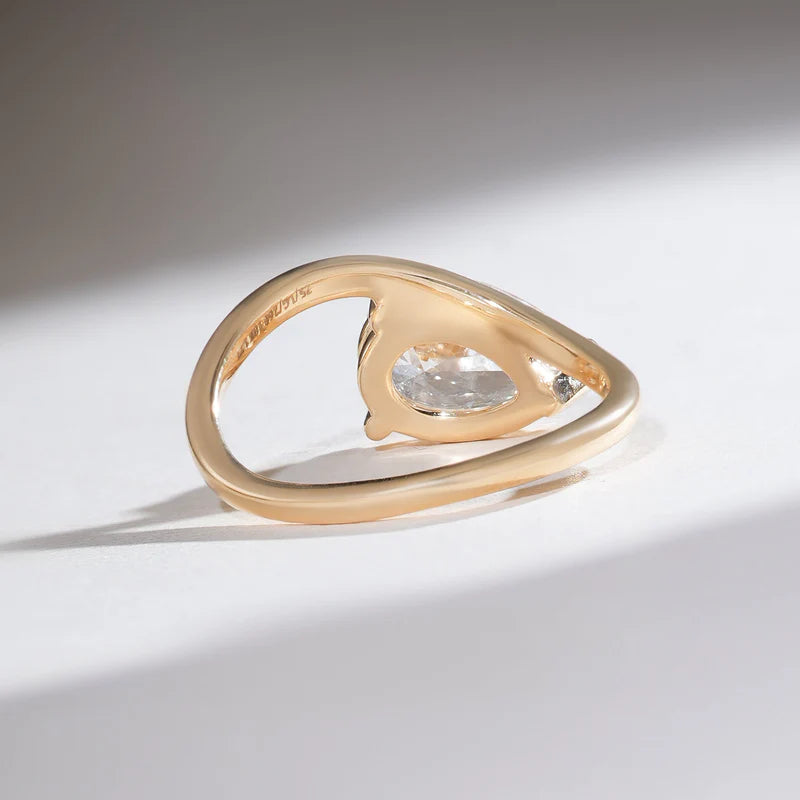 2 Carat Oval Moissanite or Lab-Grown Diamond Curved Solitaire Engagement Ring – 925 Sterling Silver Nesting Bridal Ring | Unique Proposal Ring for He