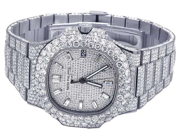 Luxury Iced Out Automatic Movement Watch, VVS Moissanite, Stainless Steel, Hip Hop Style โ Customized Watch for Men & Women