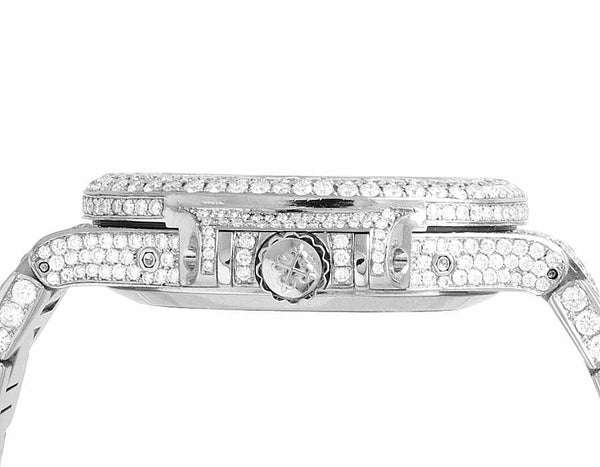 Round VVS Moissanite Diamond Menโs Automatic Watch, White Gold Plated, Iced Out Hip Hop Bling โ Luxury Birthday Gift for Him