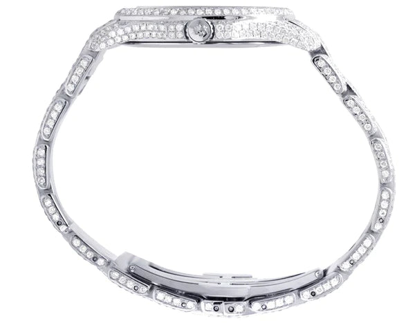 Stainless Steel Mechanical Moissanite Watch, Iced Out Bust Down Diamond, Hip Hop Style Watch for Men โ Customized VVS Branded