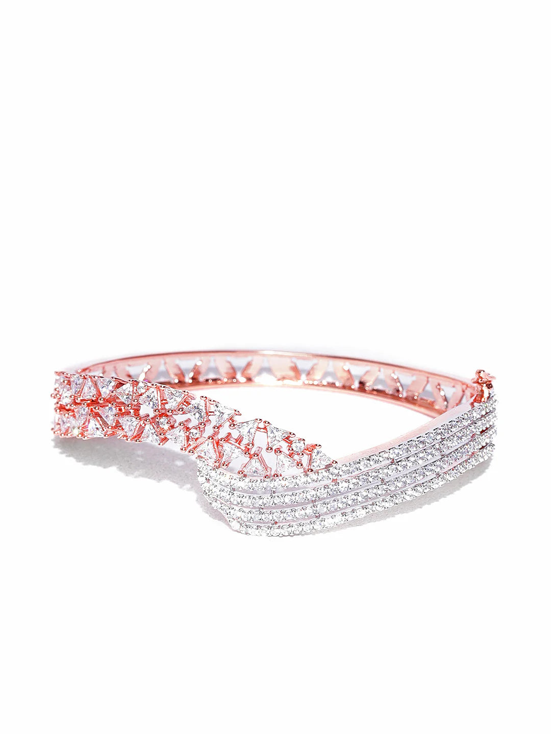 "Artificial Love Bound Rose Gold-Plated American Diamond Studded Bracelet for Women | Elegant Adjustable Jewelry"