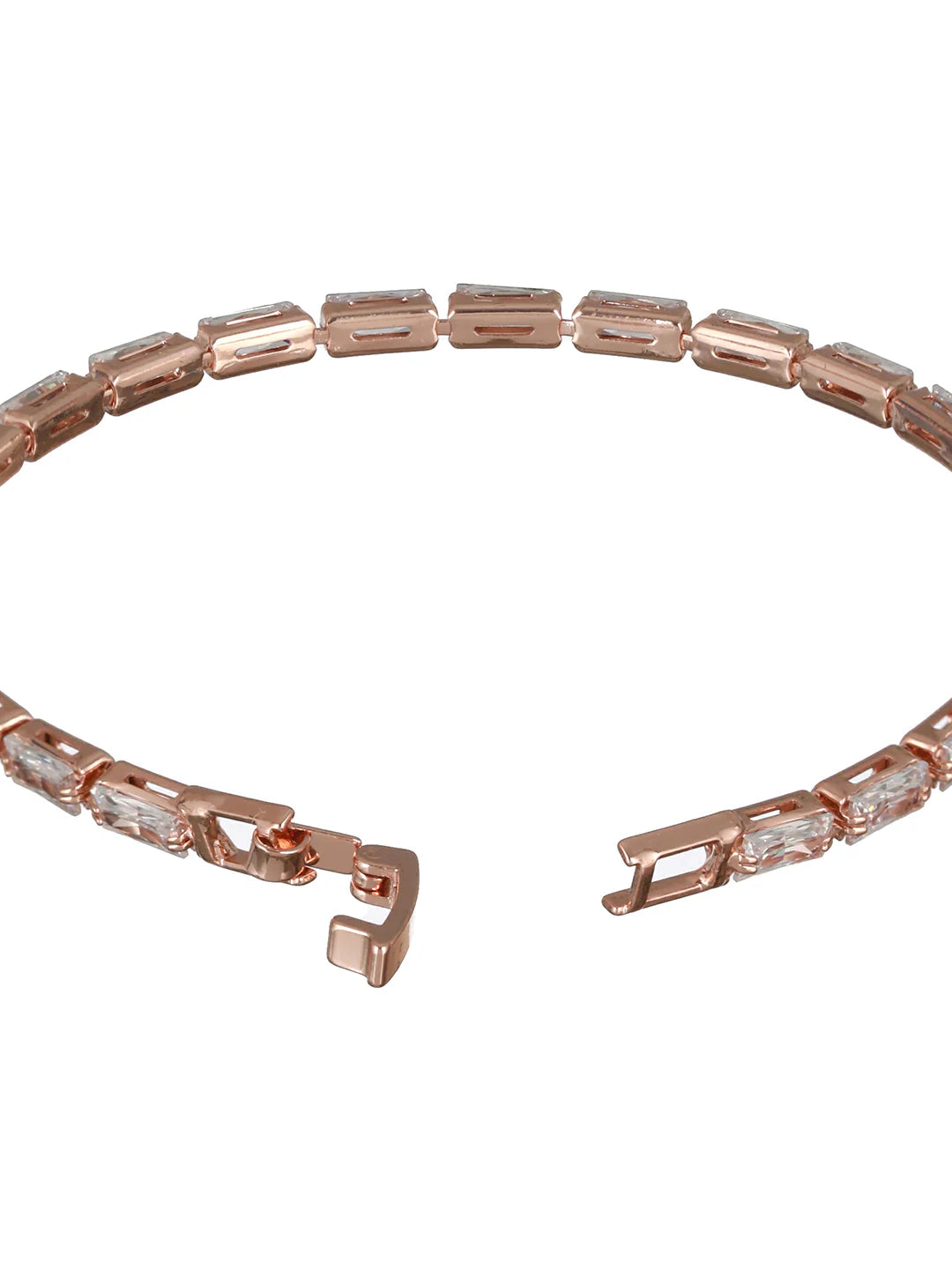 "Artificial Studded Brick American Diamond Rose Gold-Plated Bracelet for Women | Elegant Adjustable Jewelry"