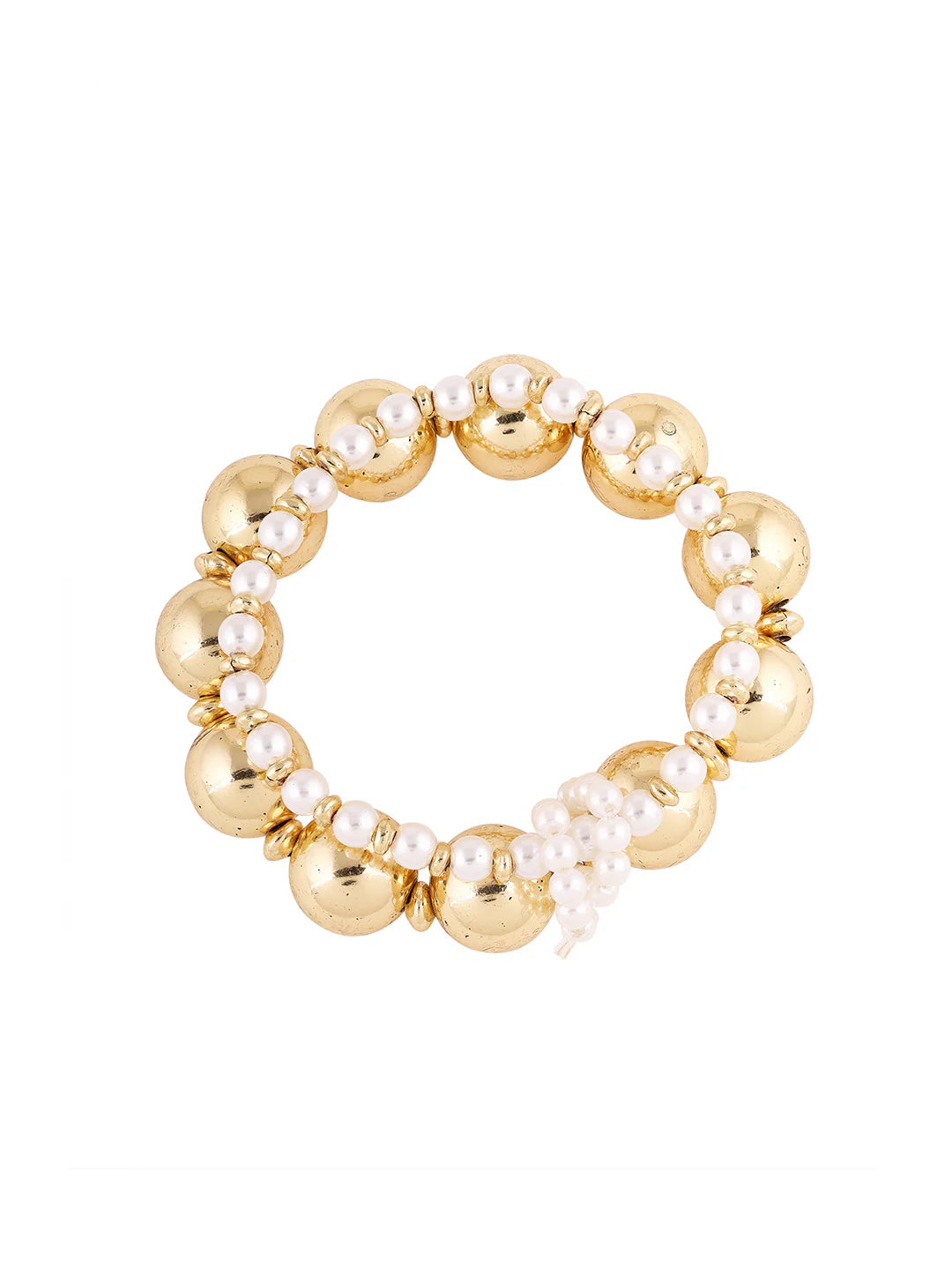 "Artificial Priyaasi Fancy Pearl and Gold Balls Gold Plated Bracelet for Women | Elegant Traditional Jewelry"