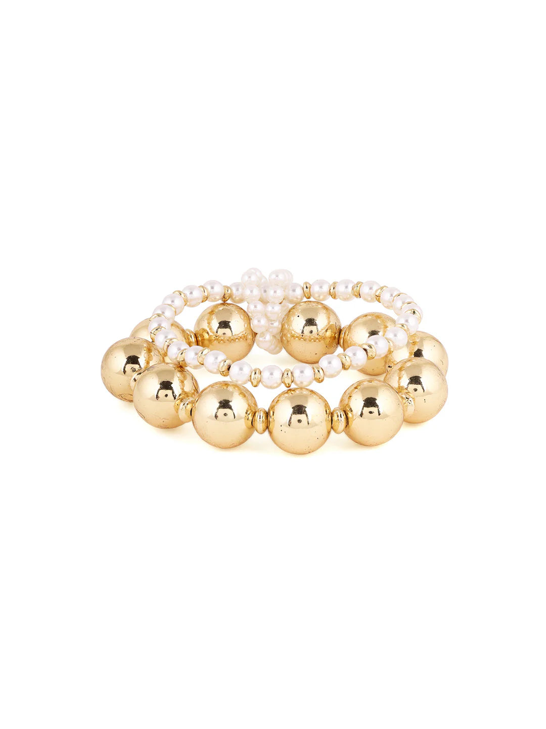 "Artificial Priyaasi Fancy Pearl and Gold Balls Gold Plated Bracelet for Women | Elegant Traditional Jewelry"