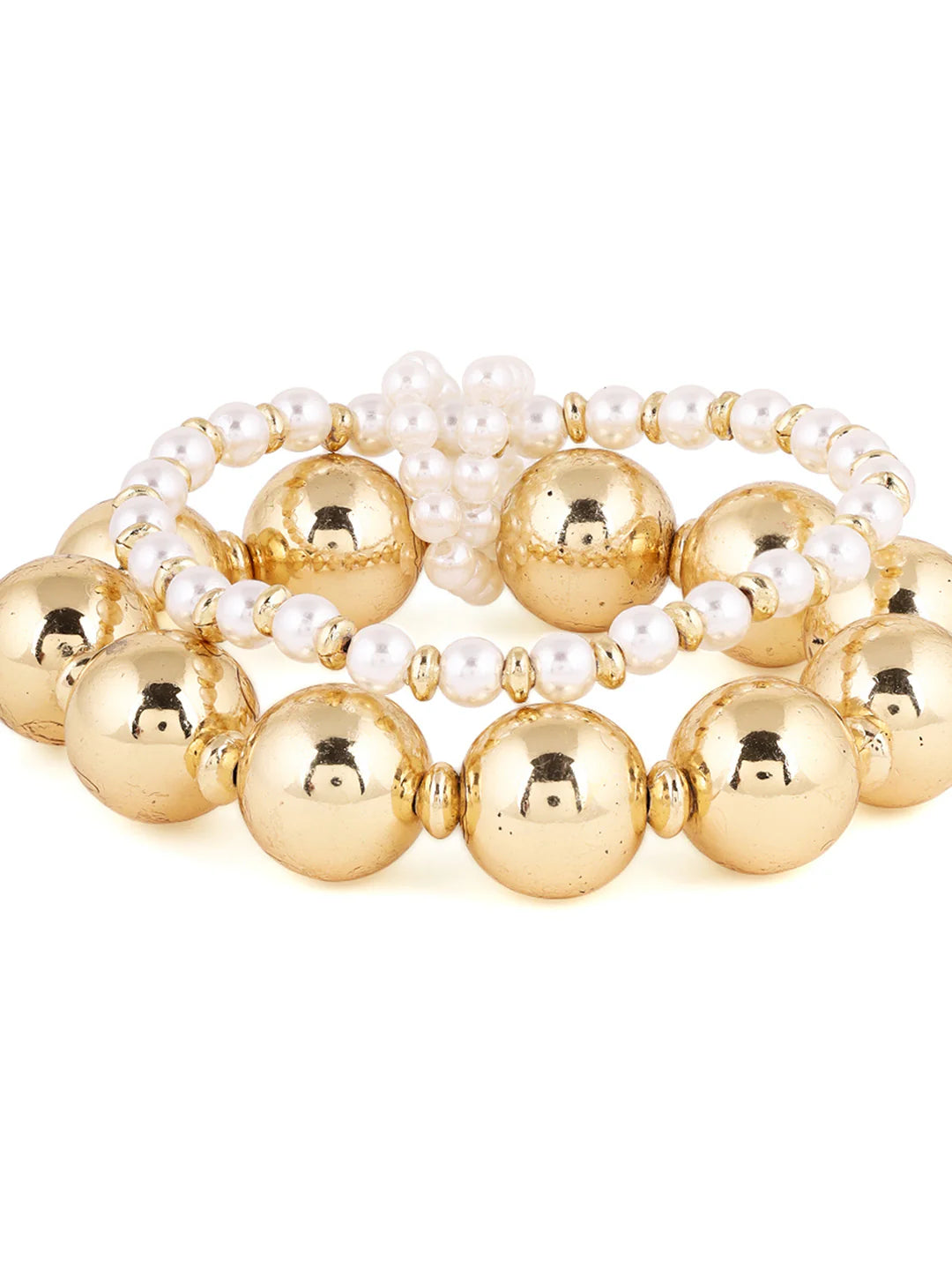 "Artificial Priyaasi Fancy Pearl and Gold Balls Gold Plated Bracelet for Women | Elegant Traditional Jewelry"