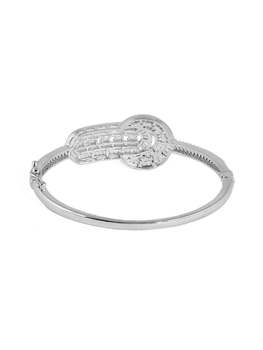 "Artificial Priyaasi Fancy Rhinestones AD Silver Plated Kada Style Bracelet for Women | Elegant Adjustable Jewelry"