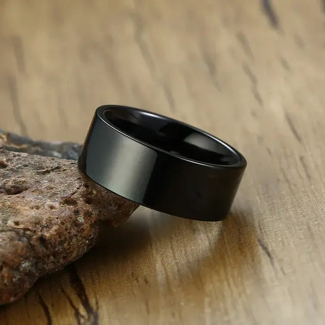 "Artificial Black Halo Band Ring for Women | Stylish Black-Plated Adjustable Fashion Jewelry"