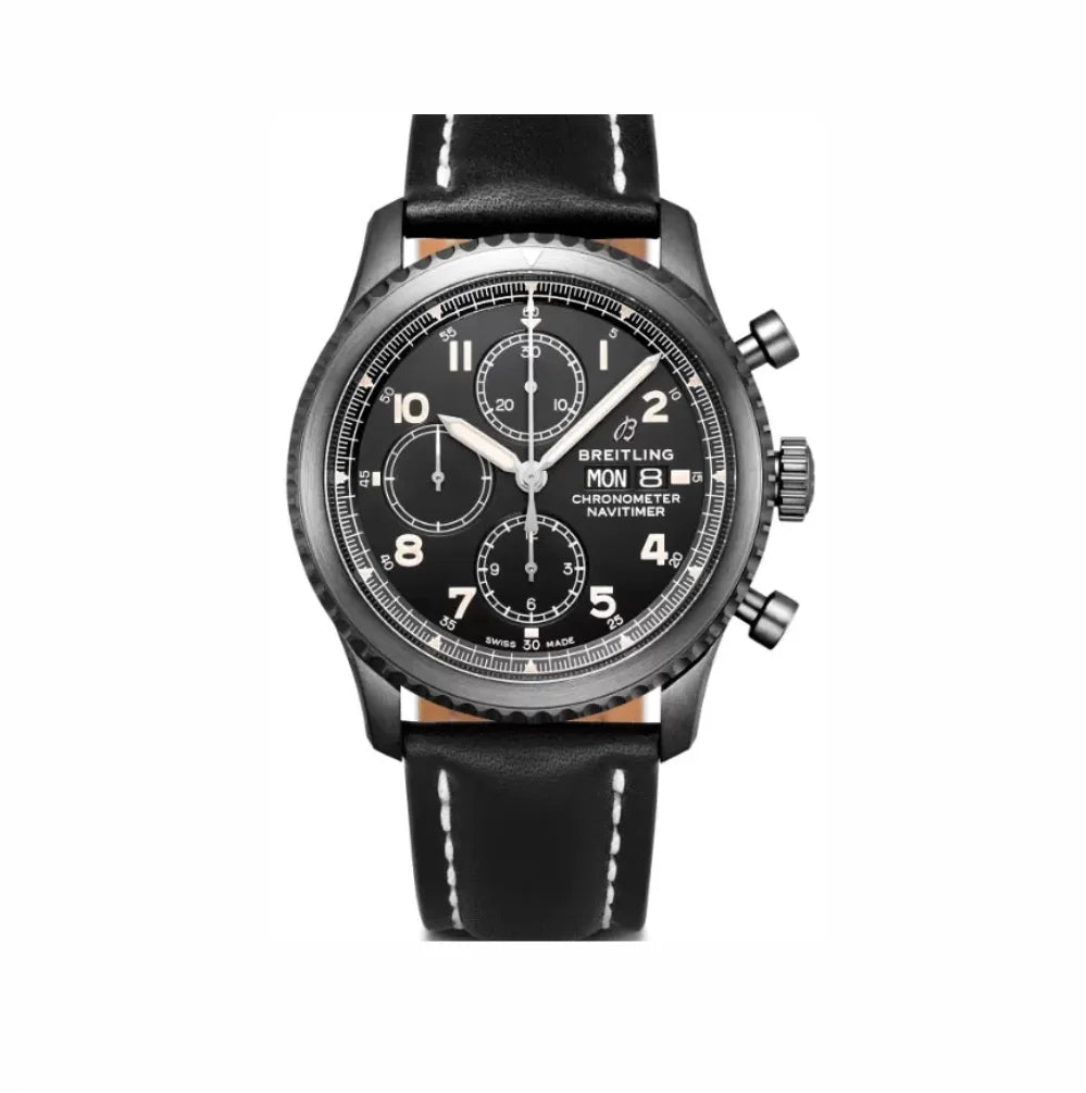 Breitling Navitimer Chronograph Men’s Watch – Swiss Automatic Pilot Watch with Leather Strap, Slide Rule Bezel, Luxury Aviation Timepiece