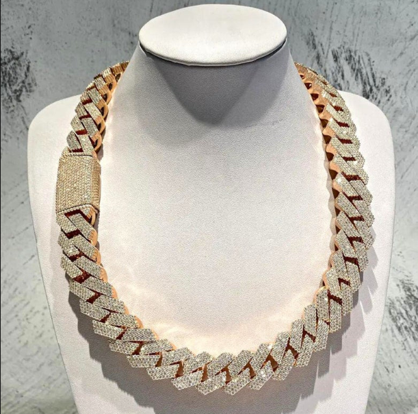MW Luxury VVS Moissanite 925 Sterling Silver 20MM Four Row Cuban Link Chain Hip Hop MW_CB1004