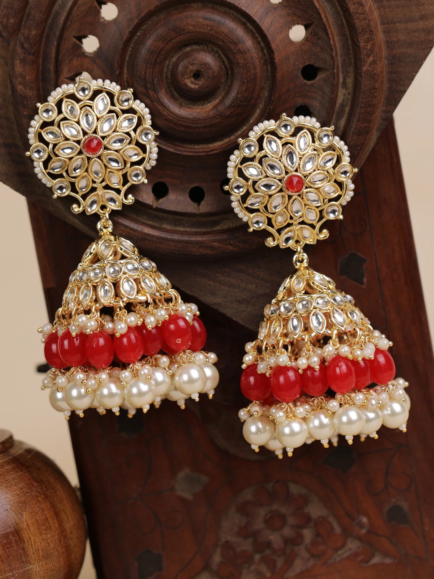 "Artificial Kundan Studded Gold Plated Earrings for Women | Traditional Ethnic Jewelry"