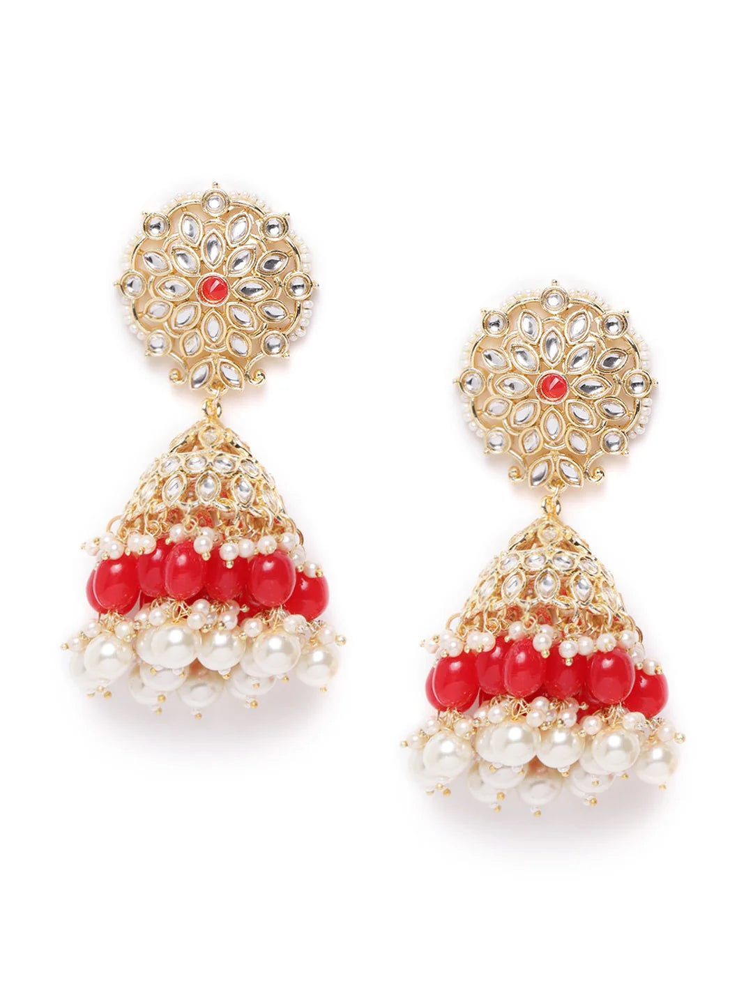 "Artificial Kundan Studded Gold Plated Earrings for Women | Traditional Ethnic Jewelry"