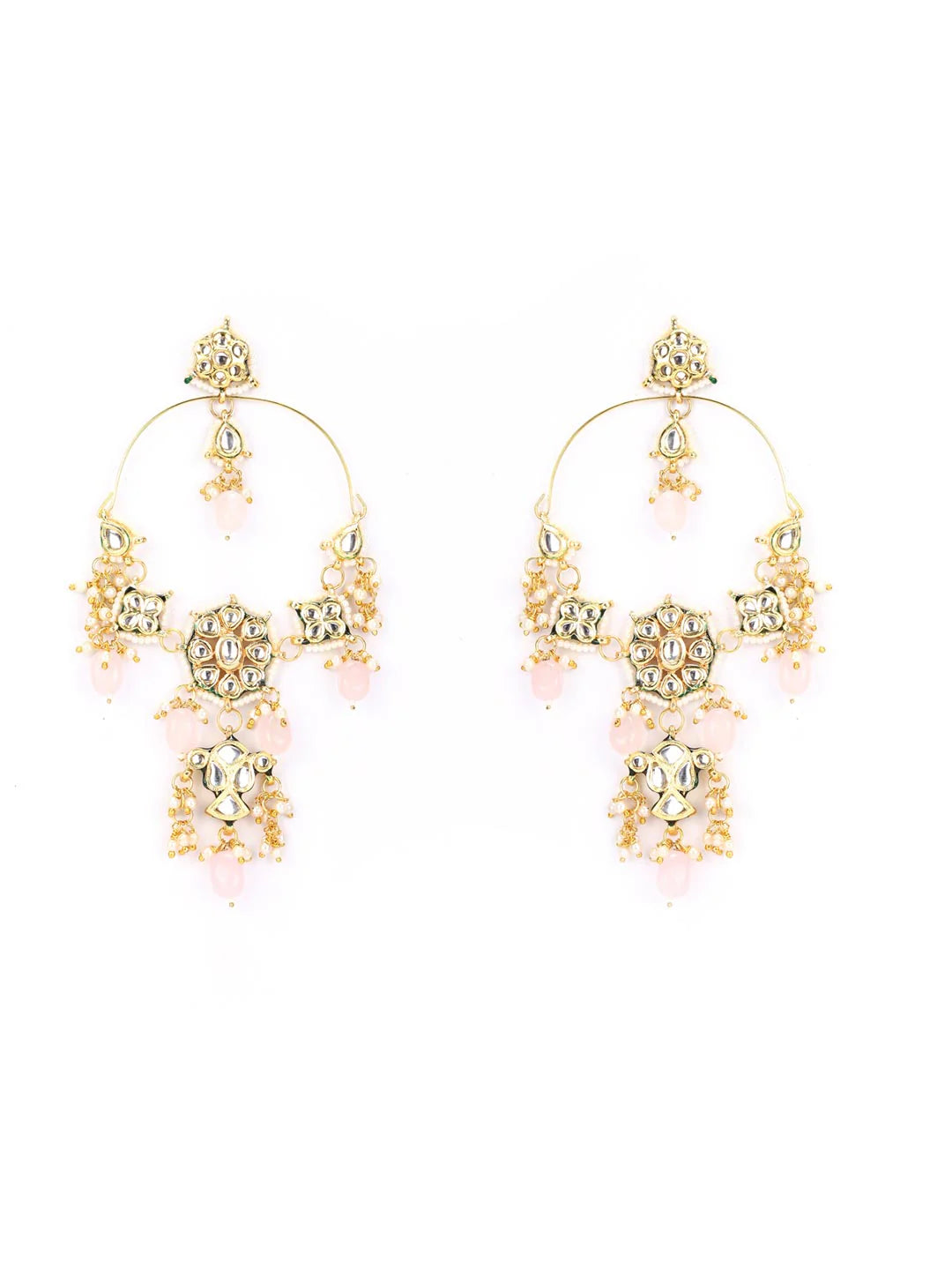"Artificial Nazm Pearls Beads Kundan Gold Plated Drop Earrings for Women | Traditional Ethnic Jewelry"
