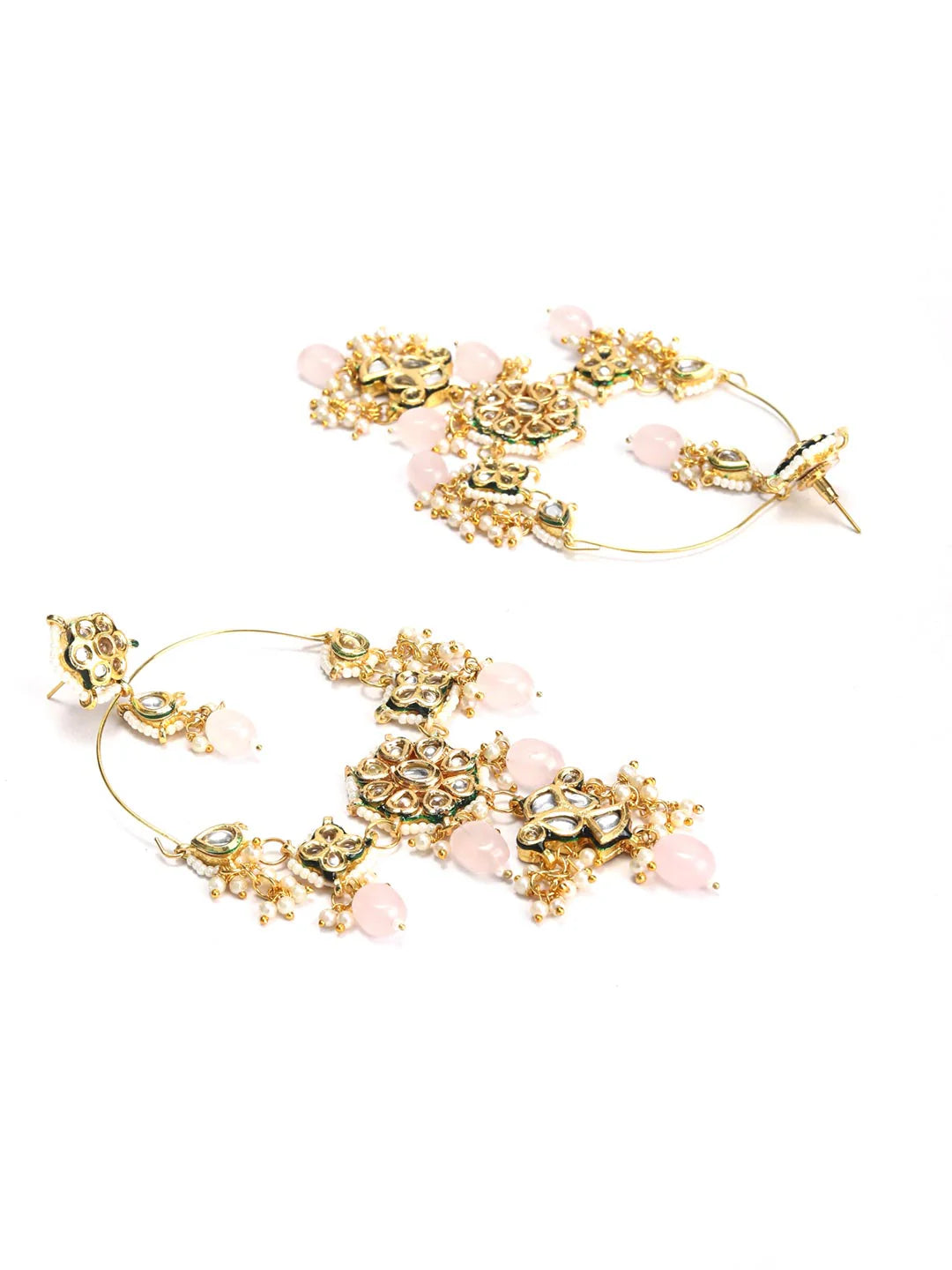 "Artificial Nazm Pearls Beads Kundan Gold Plated Drop Earrings for Women | Traditional Ethnic Jewelry"