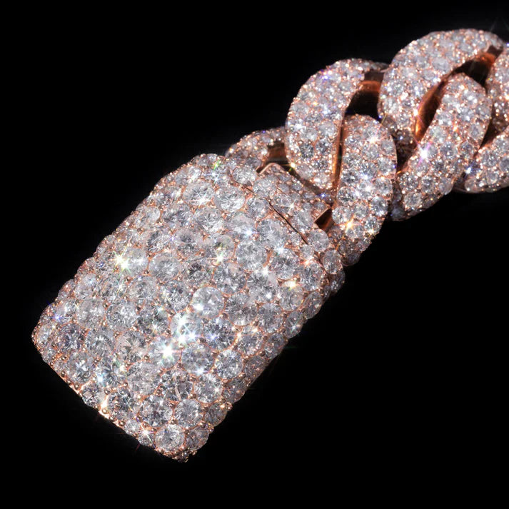 10 MM Rose Gold Moissanite Pavé Cuban Link Bracelet – Iced Out VVS Diamond-Look Hip Hop Jewelry for Men & Women