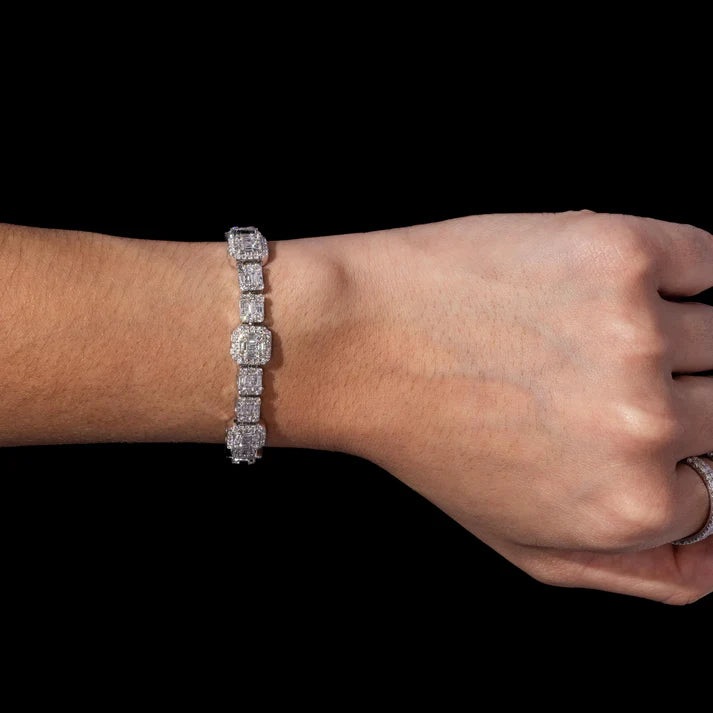 10MM Moissanite Baguette Tennis Bracelet – Iced Out VVS Diamond-Look Luxury Jewelry for Men & Women