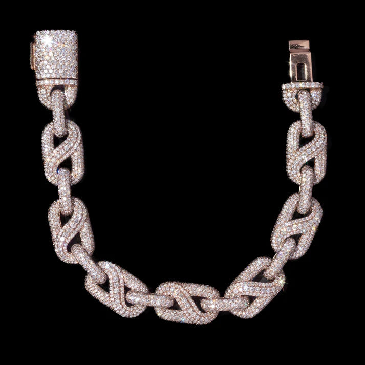 10 MM Rose Gold Moissanite Prong Cuban Link Bracelet – Iced Out VVS Diamond-Look Hip Hop Jewelry for Men & Women