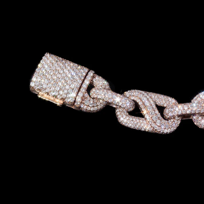 10 MM Rose Gold Moissanite Prong Cuban Link Bracelet – Iced Out VVS Diamond-Look Hip Hop Jewelry for Men & Women