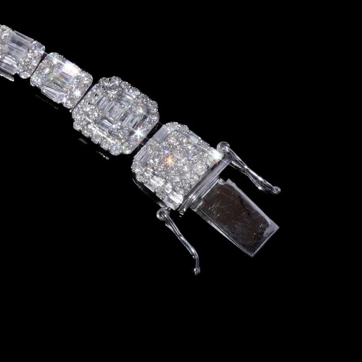 10MM Moissanite Baguette Tennis Bracelet – Iced Out VVS Diamond-Look Luxury Jewelry for Men & Women
