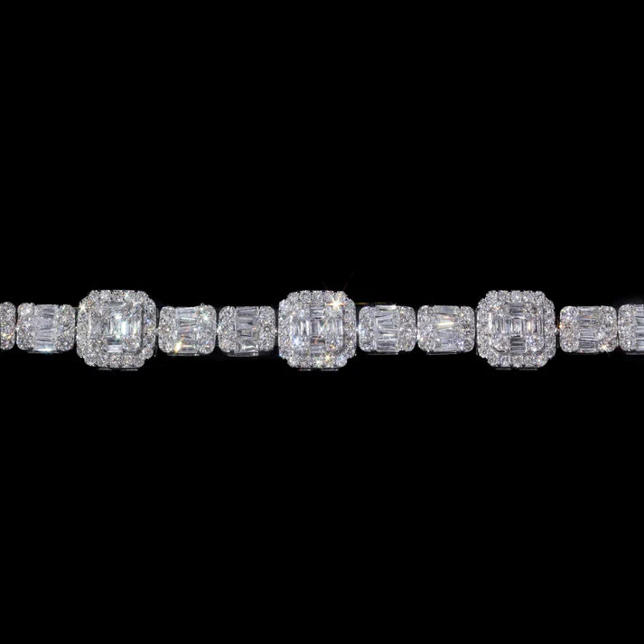 10MM Moissanite Baguette Tennis Bracelet – Iced Out VVS Diamond-Look Luxury Jewelry for Men & Women