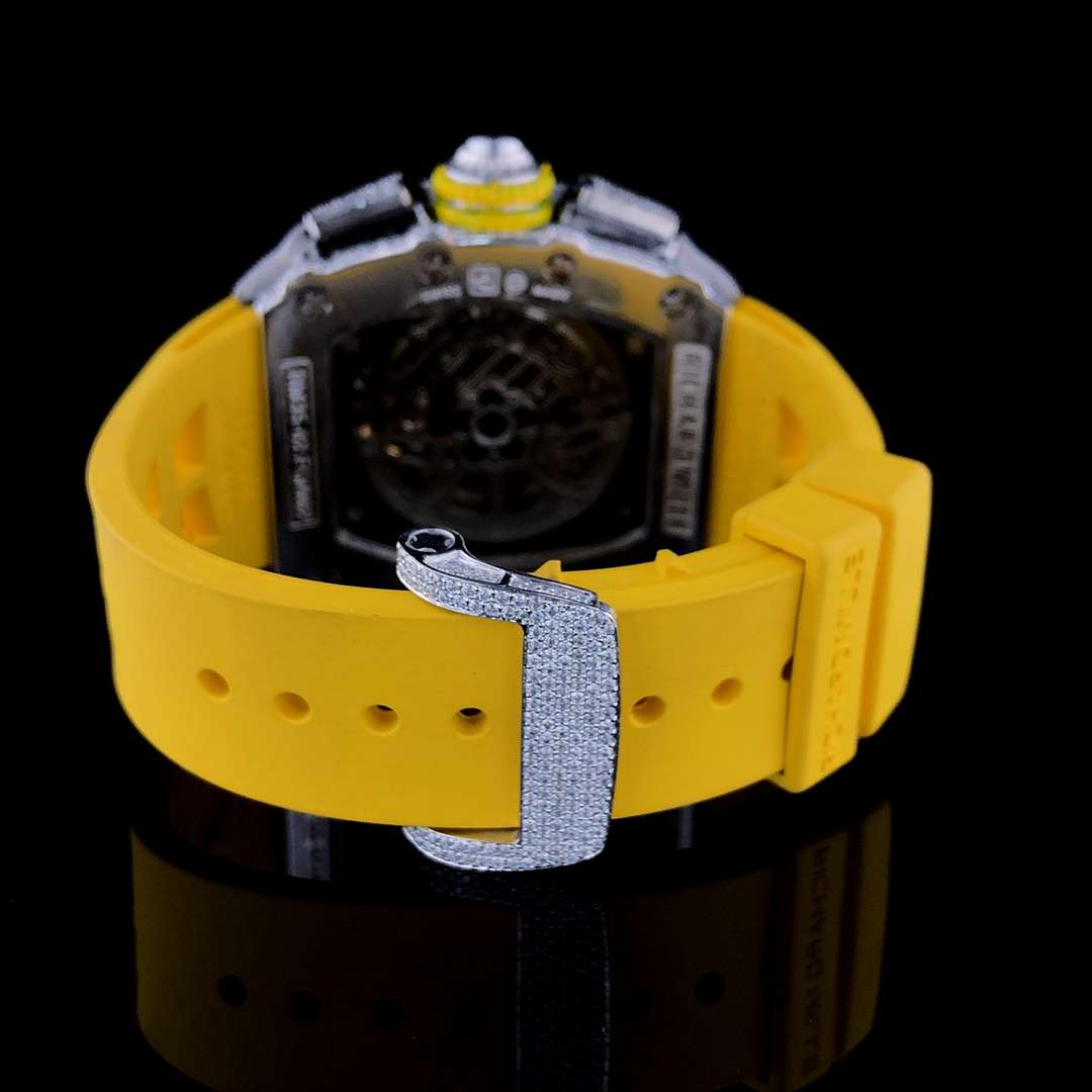 Iced Out Diamond Watch, VVS Moissanite Menโs Wristwatch with Leather Strap โ Luxury Wedding Gift for Him