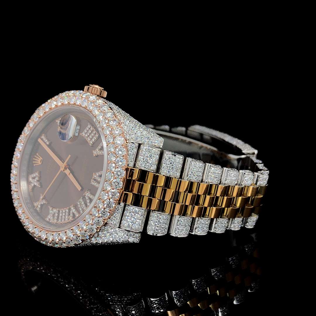 Jubilee VVS Moissanite Diamond Menโs Watch, 41mm Dial, Iced Out Gold Plated Stainless Steel โ Luxury Gift for Him