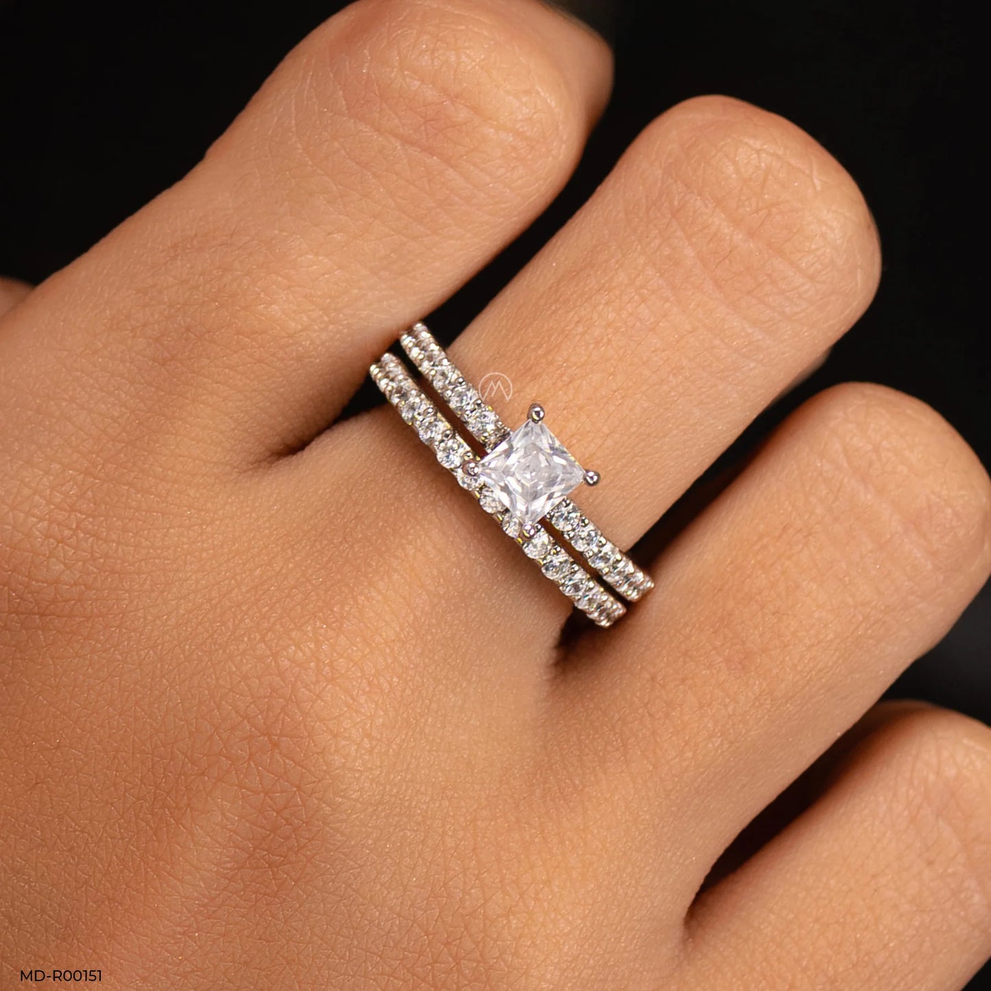 "Round Moissanite Art Deco Bridal Ring Set with Milgrain Detailing – VVS D-Color 925 Sterling Silver Wedding Jewelry for Women"