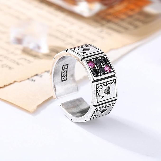 "Artificial Fortune’s Card Ring for Women | Gold-Plated Adjustable Fashion Jewelry"
