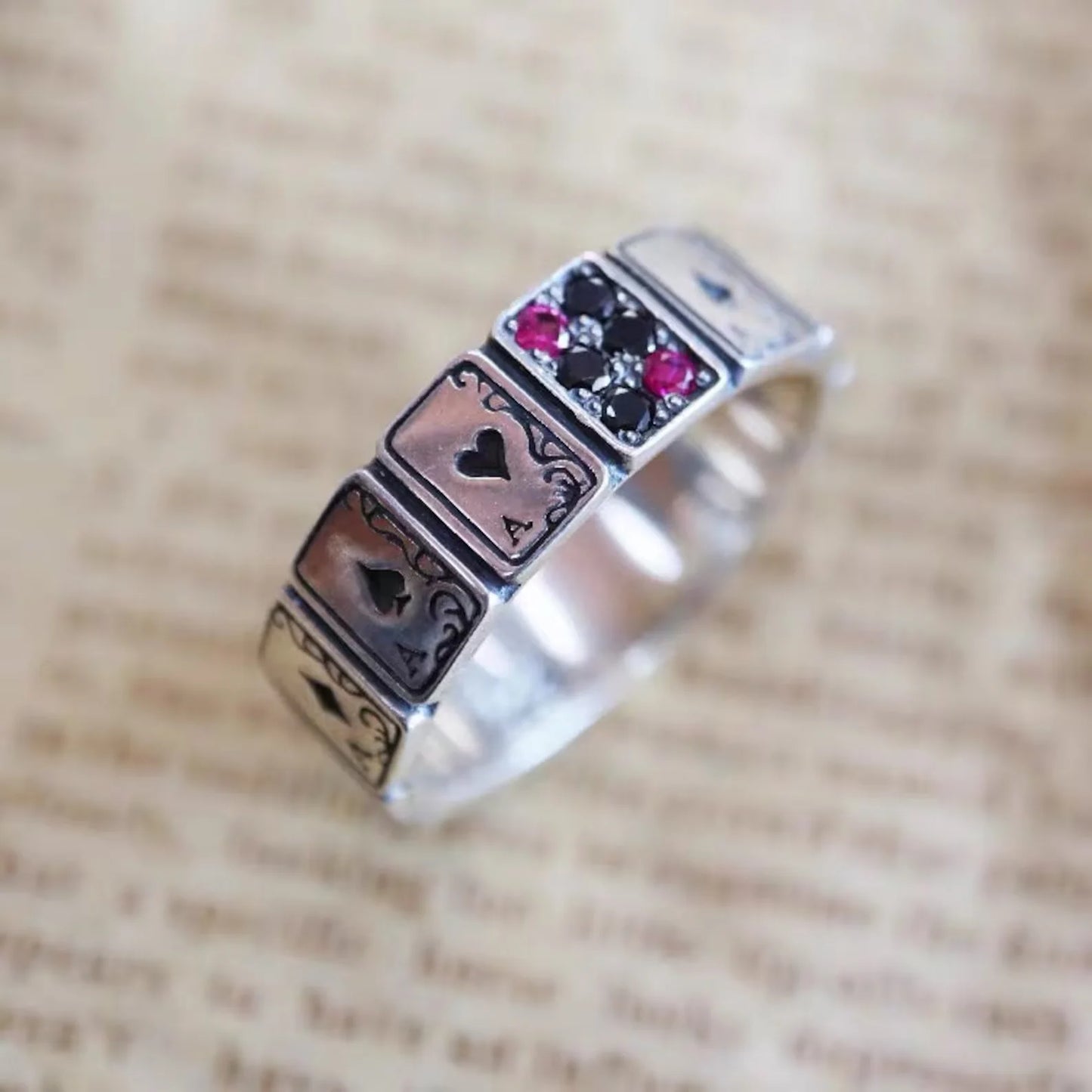 "Artificial Fortune’s Card Ring for Women | Gold-Plated Adjustable Fashion Jewelry"