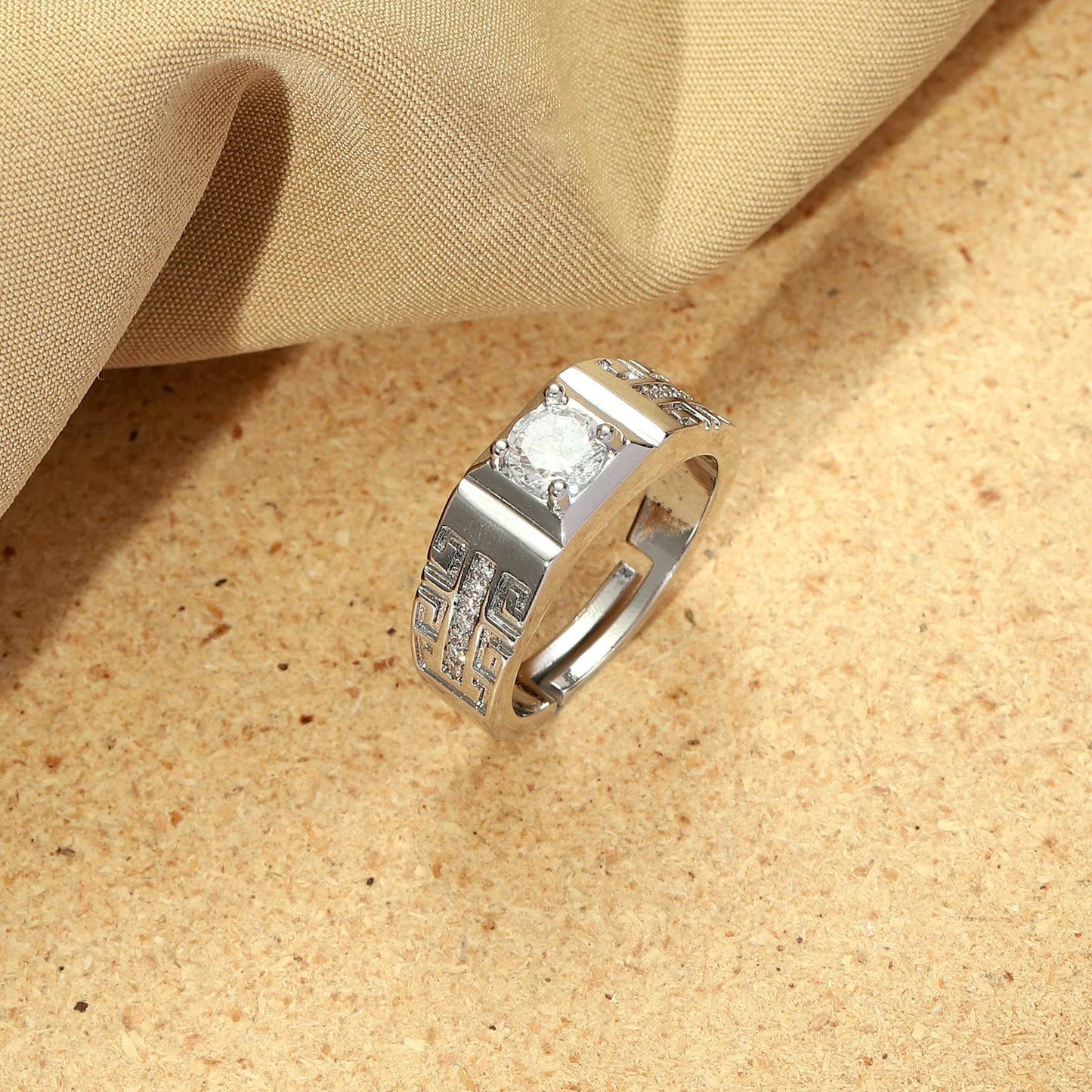 "Artificial Everlasting Solitaire Engagement Ring for Women | Elegant Gold-Plated American Diamond Adjustable Jewelry"