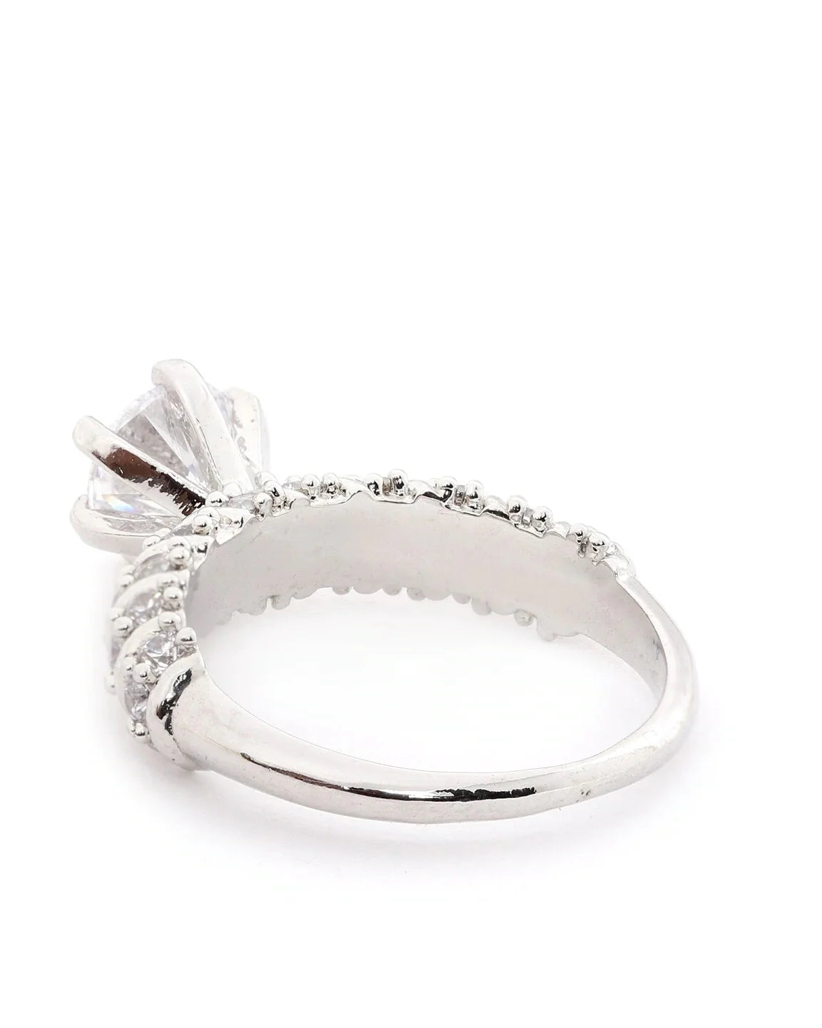 "Artificial Eternity Band Ring for Women | Rhodium Plated AD & CZ Studded Silver Finger Ring – Elegant Adjustable Jewelry"