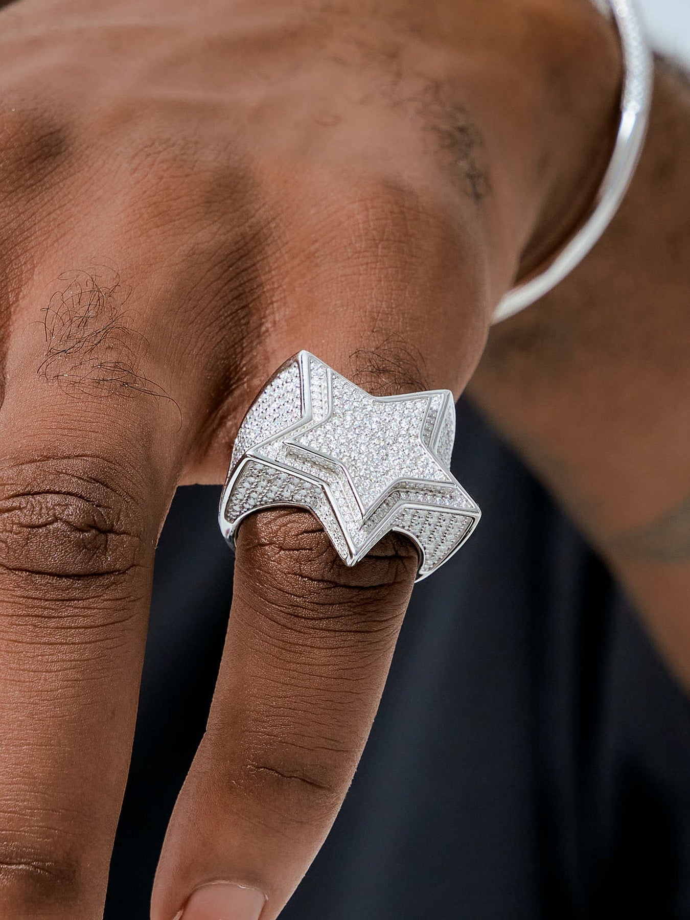 MW Lavish Shinny VVS Moissanite 925 Sterling Silver Star Shape Ring Hip Hop MW_R1001