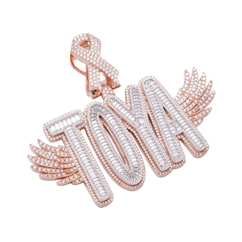 “TOYA” Custom Baguette Moissanite Pendant – Iced Out Personalized Name Necklace in Yellow Gold, Rose Gold, White Gold, or 925 Silver