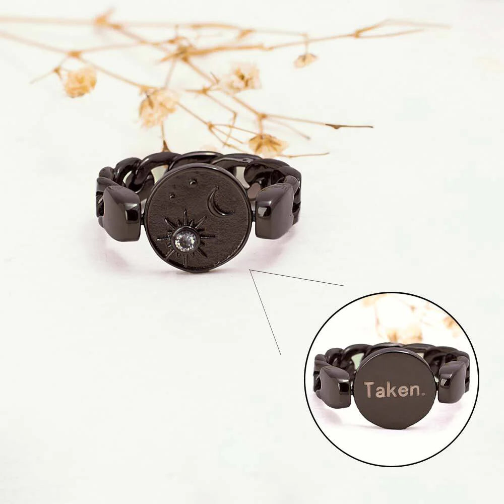 "Artificial Happily Taken Secret Flip Ring for Women | Adjustable Gold-Plated Fashion Jewelry"