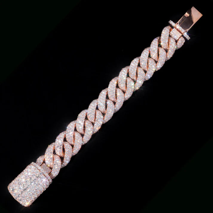 10 MM Rose Gold Moissanite Pavé Cuban Link Bracelet – Iced Out VVS Diamond-Look Hip Hop Jewelry for Men & Women