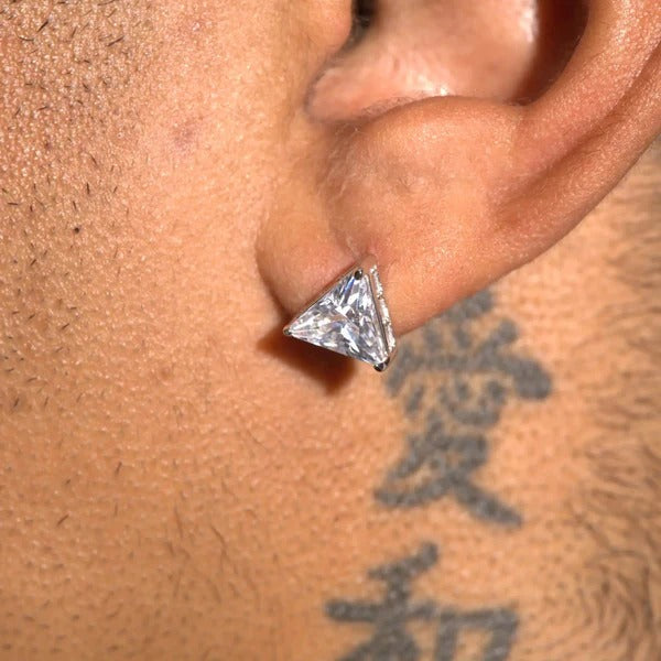 Moissanite Triangle & Baguette Cut Stud Earrings - 925 Silver - D Colour - VVS1