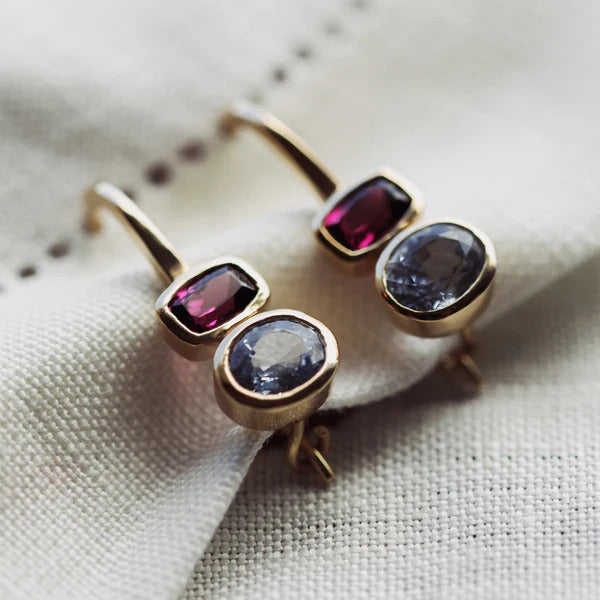 Grape Garnet & Sapphire Earrings