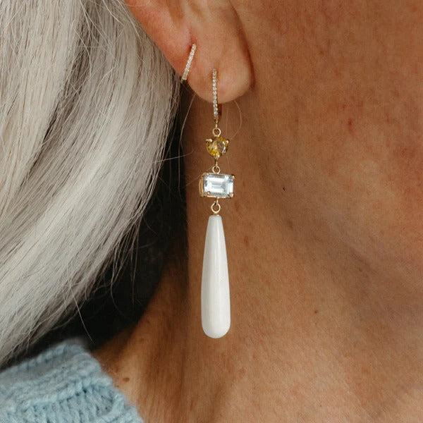 Aquamarine, Sphene, White Coral Drops