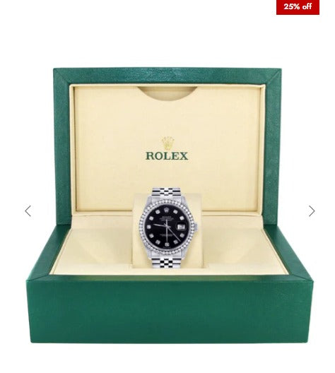 Mens Rolex Datejust Watch 16200 | 36Mm | Black Dial | Jubilee Band