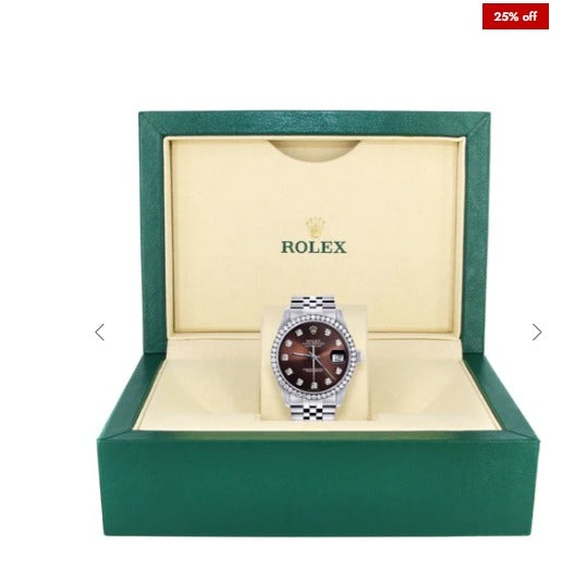 Diamond Mens Rolex Datejust Watch 16200| 36MM | Chocolate Diamond Dial | Jubilee Band
