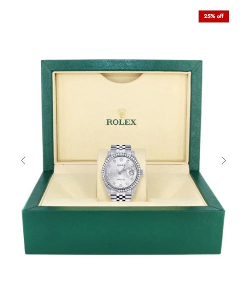 Diamond Mens Rolex Datejust Watch 16200 | 36 MM | Diamond Rolex Textured Jubilee Dial | Jubilee Band