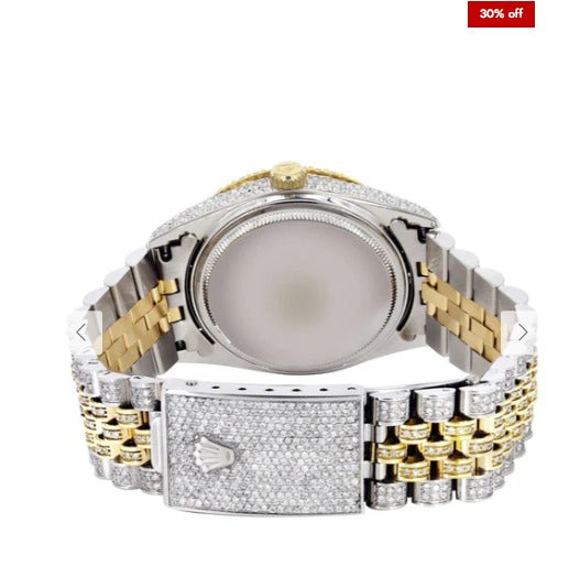 Iced Out Rolex Datejust 36 MM | Two Tone | 10 Carats of Diamonds | Purple Roman Diamond Dial