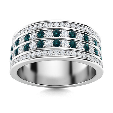 "Blue Diamond and Moissanite Wedding Ring for Women – Elegant 925 Sterling Silver or Gold Band with Diamond-Look Sparkle"