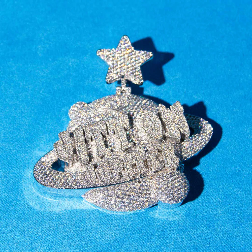 “JITT ON JUPITER” Custom Moissanite Pendant – Iced Out Diamond-Look Personalized Hip Hop Necklace Jewelry
